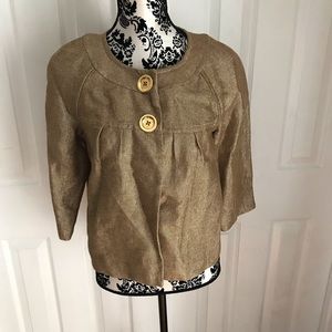 Michael Kors 3/4 Sleeve Metallic Gold Swing Jacket